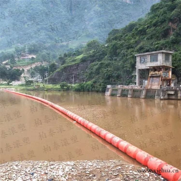 河流自动升降塑料浮漂 水面杂物拦浮子 圆柱形浮条_图片