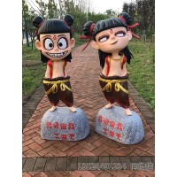 江苏万达影院玻璃钢IP公仔摆件 定制哪吒敖丙雕塑