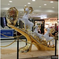 天津直销不锈钢三羊开泰雕塑 酒店大厅金色摆件
