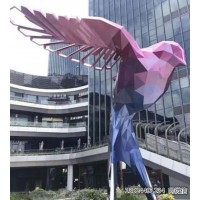 北京大型抽象艺术鸟雕塑 不锈钢几何动物摆件