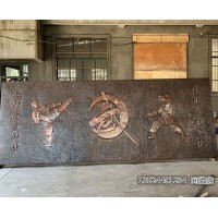 北京武馆武校墙面铜浮雕 抽象武术人物景观定制