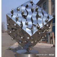 不锈钢镂空文字魔方雕塑 镜面方形摆件
