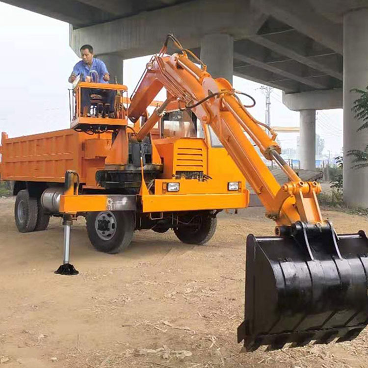 工程运输随车挖掘机 建筑工地轮式随车挖 车载式挖掘机