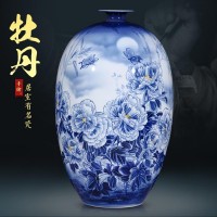 景德镇手绘陶瓷名家花瓶,大师纯手绘山水图小花瓶