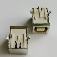USB  B型母座 4PIN B母90度插板DIP 弯脚 打印机接口 铜壳_图片