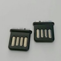A公双面插全塑公头 4P焊线式 超短体L= 黑色金手指 USB AM正反_图片