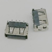 USB 母座 4P 90度后两脚插板DIP 端子贴片SMT 脚距_图片