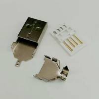 A公 USB 公头 三件式 4PIN 过5A大电流 180度焊线式 三件套_图片