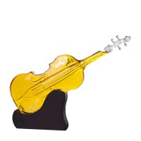 河间华企手工吹制异形小提琴醒酒器创意艺术高硼硅玻璃容器_图片