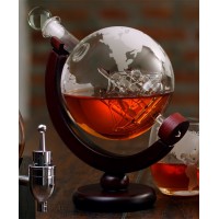 河间华企吹制精美地球仪造型玻璃醒酒器创意欧式玻璃容器1000ml_图片